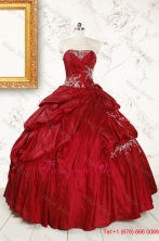 Wine Red Appliques Sweetheart 2015 Quinceanera Dress  FNAO215FOR